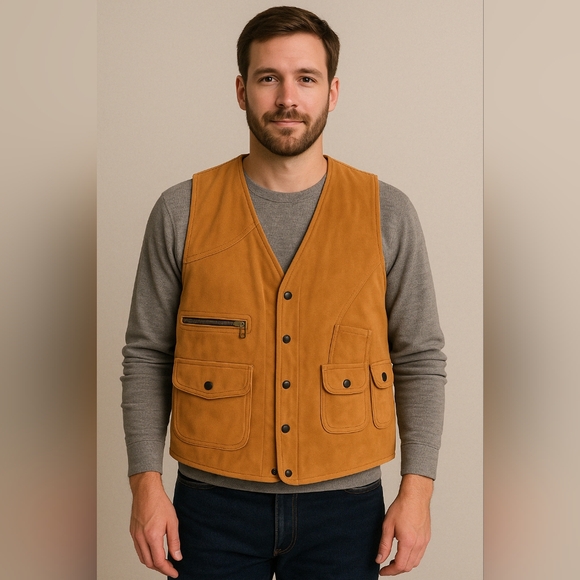 Orvis Vintage Suede Fishing Outdoor Hunting Lined Vest Size XXL